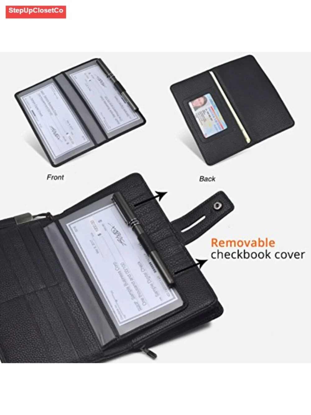 Genuine Leather RFID Blocking Wristlet Wallet Organizer with Removable